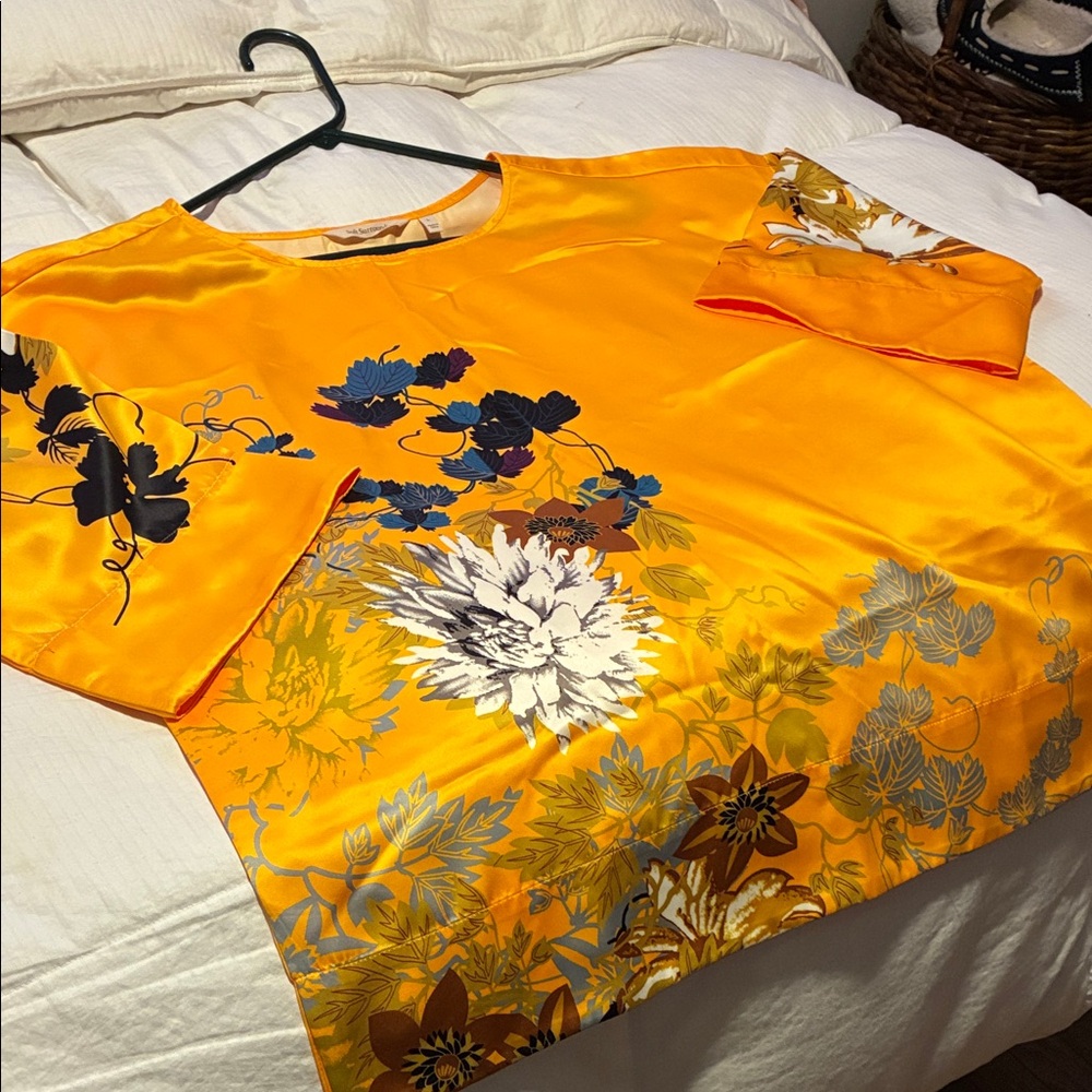 Soft Surroundings Golden Satin Blouse